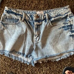 Frame Denim Blue Jean Shorts with Distressed Frayed Hem. Worn only once